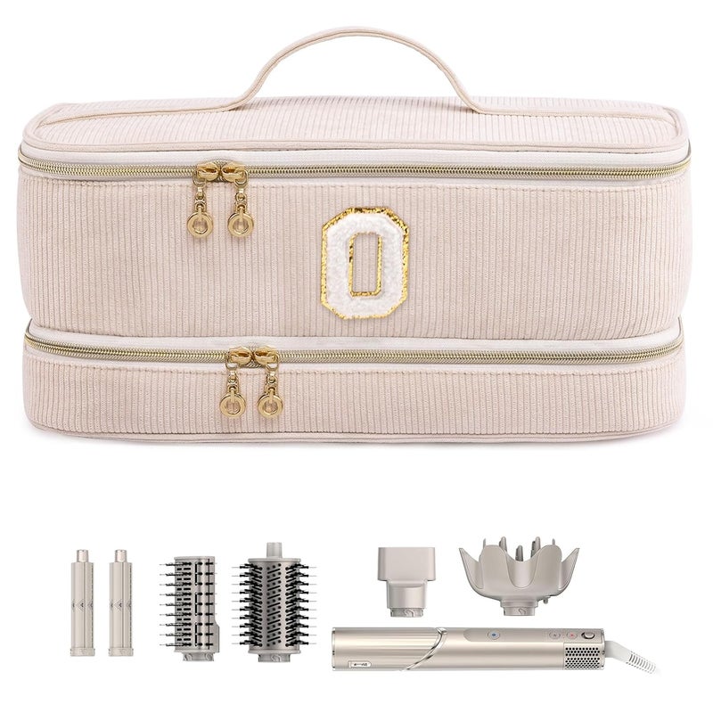ELCUPA Initial Personalized Hair Tools Travel Bag Double-Layer Hair Dryer Case Compatible with Shark FlexStyle/SmoothStyle, Dysson Airwrap & Supersonic – Hair Tool Organizer for Travel & Home - Image 1